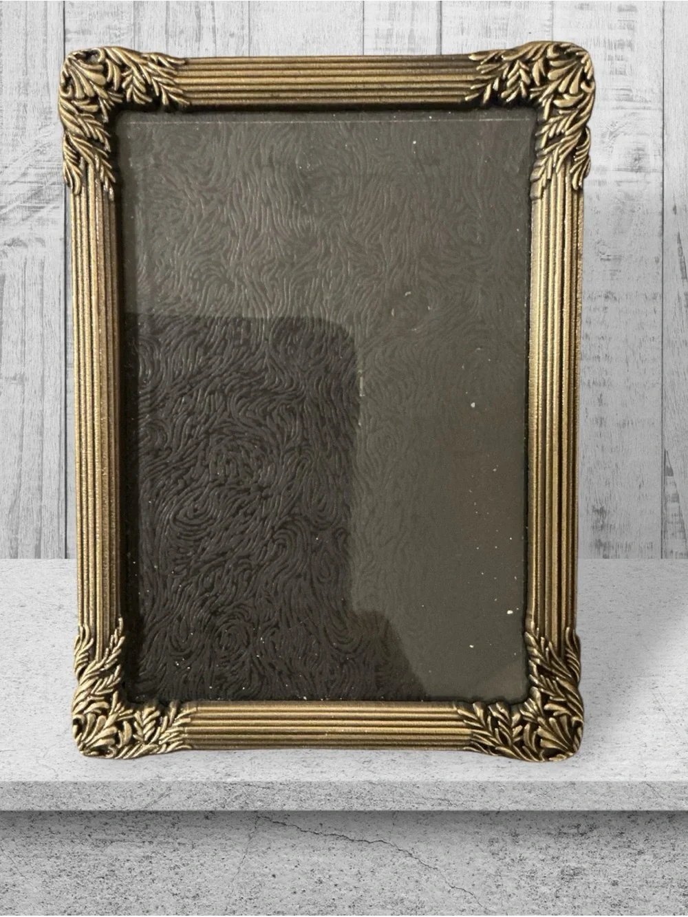 Lovely Vintage Heavy Cast Bronze Picture Frame For 4”x5” Photo Ornate